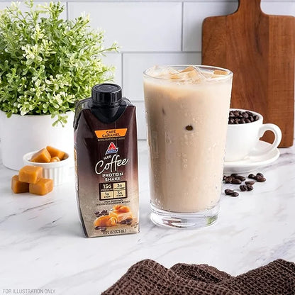 Atkins Café Caramel Iced Coffee Protein Shake, 15g Protein, Low Glycemic, 3g Net Carb, 1g Sugar, Keto Friendly, 12 Count -...