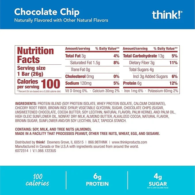 think! Minis Protein Snack Bar, Gluten Free, Chocolate Chip, 15 Count - Product Image