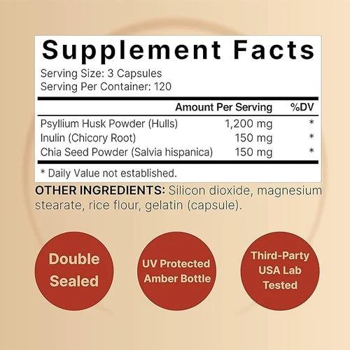 NatureBell Psyllium Husk Capsules 1500mg Per 360 Count,