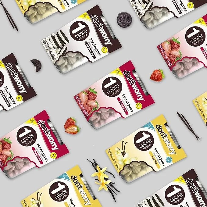 Don't Worry Keto Friendly Meringue Cookies - Cookies & Cream, Only 1 Calorie per piece!, Healthy Candy, Gluten Free Snacks...
