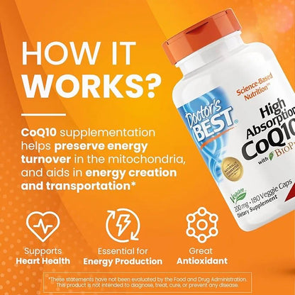 Doctor's Best High Absorption CoQ10 200 mg, 180 count