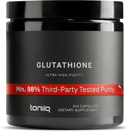 Toniiq Ultra High Strength Glutathione Capsules - 1000mg Concentrated Formula - 98%+ Highly Purified and Bioavailable - No...