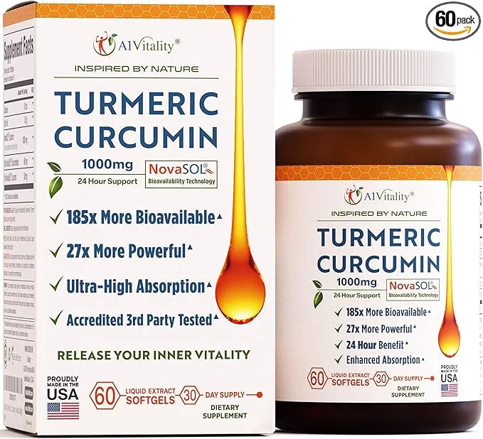 Turmeric Curcumin NovaSOL 1000mg 185x Bioavailable