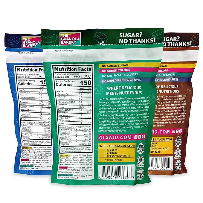 TGB Variety Granola Cereal, Cinnamon, Blueberry & Chocolate Chip, Keto Friendly Snack, No Added Sugar, Gluten Free, 8oz Ba...