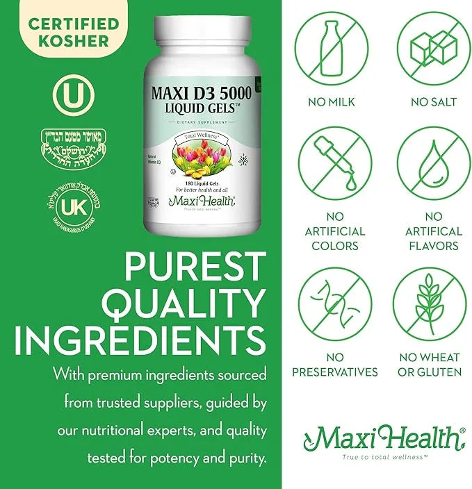 Vitamin D3 5000 IU Softgels 125 mcg D3 Vitamin 5000 IU 5000 IU 3 VIT (180 Count)