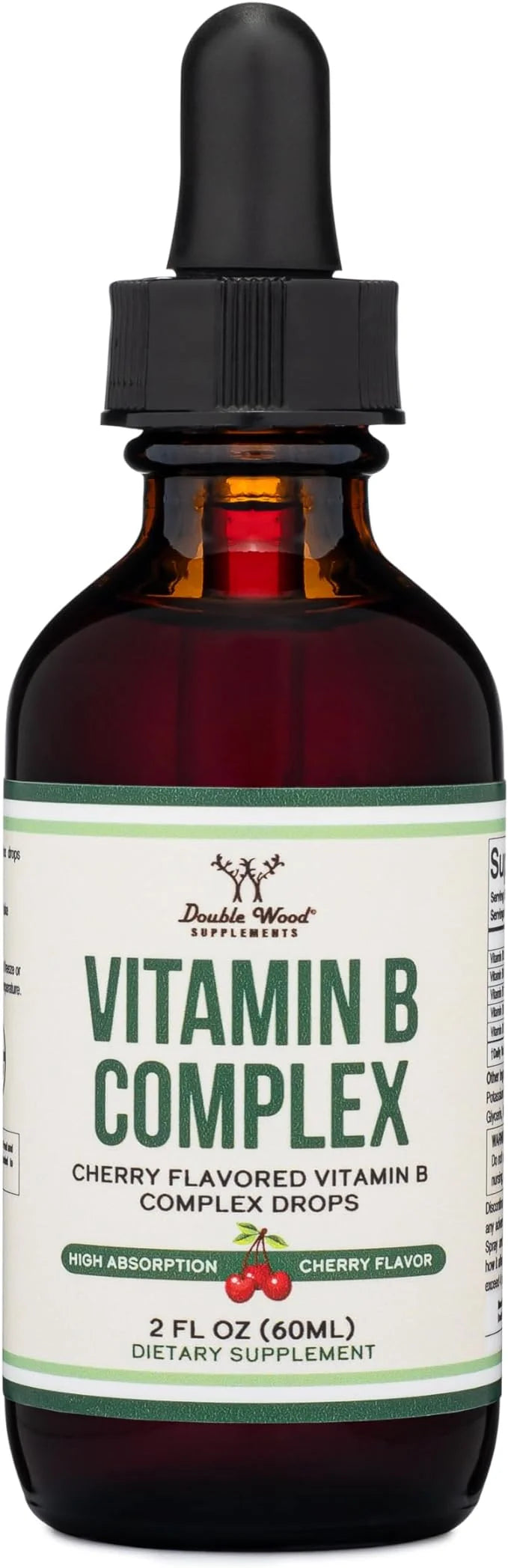 Double Wood Supplements Liquid Vitamin B Complex 2 Month B3, B6, B6, B7 B7 (Biotin), B9, and B12 - 2 FL