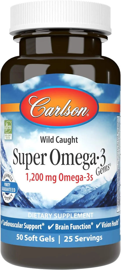 Carlson - Super Omega-3 Gems, 1200 Omega-3s, Wild 50 soft