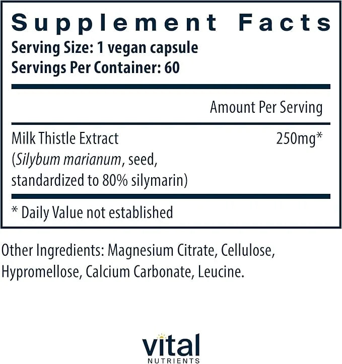 Vital Nutrients Milk Thistle Extract 250mg 60 Capsules