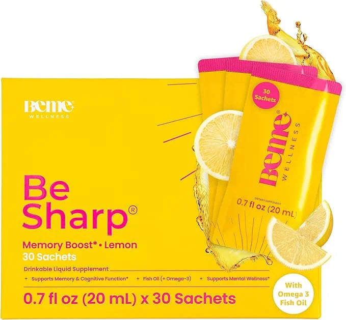 Be Sharp Liquid Omega 3 Brain Supplement 3, Turmeric 3-30 Day