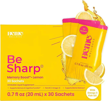 Be Sharp Liquid Omega 3 Brain Supplement 3, Turmeric 3-30 Day