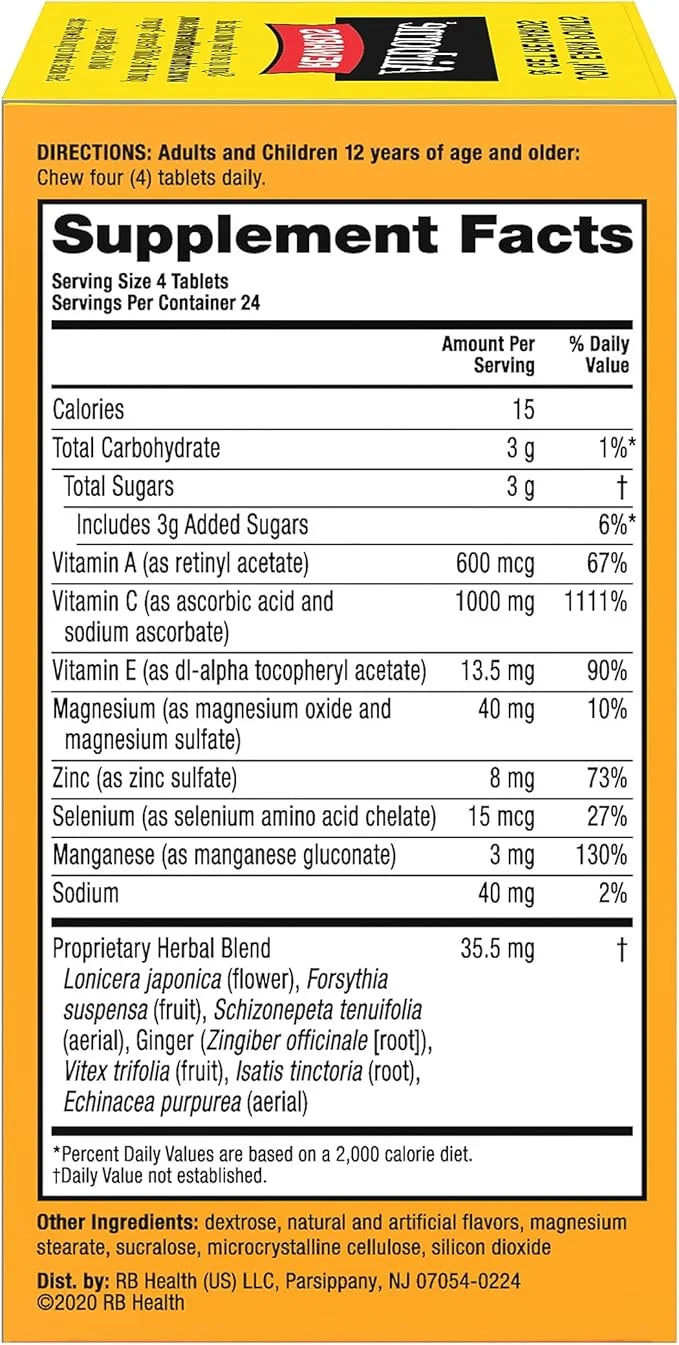 Airborne 1000mg Chewable Tablets with Zinc, 96 Tablets,