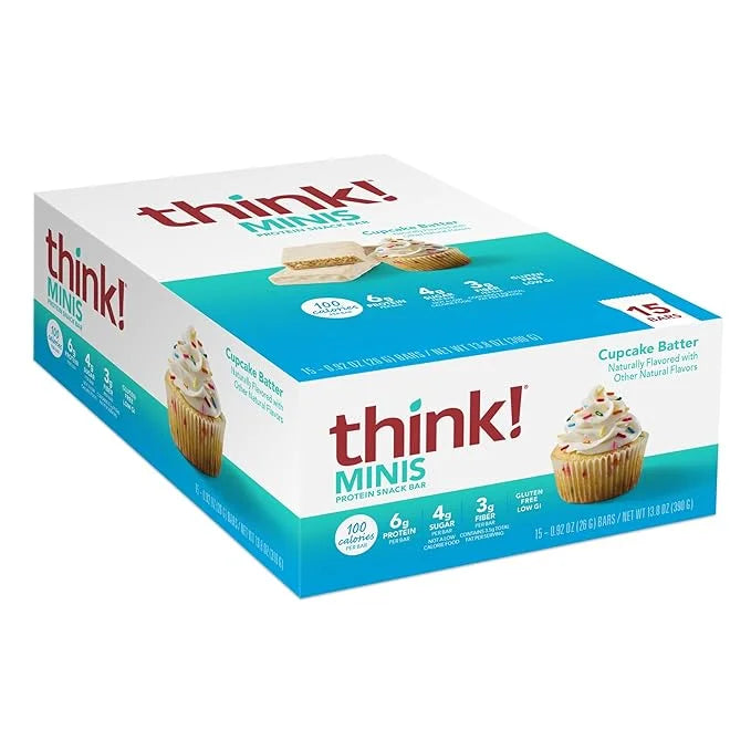 think! Minis Protein Snack Bar, Gluten Free, Cupcake Batter, 15 Count - Product Image