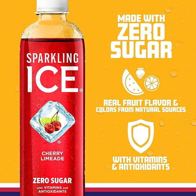 Sparkling Ice, Cherry Limeade Sparkling Water, Zero Sugar Flavored Water, with Vitamins and Antioxidants, Low Calorie Beve...