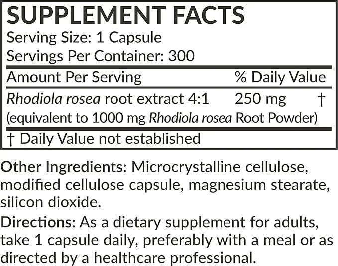 Futurebiotics Rhodiola Rosea 1000 MG Adaptogenic 300 Vegetarian