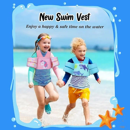 Moko Toddler Swim Vest for Kids, 20-50 lbs/22-66 lbs Clearance Swim Arm Band Cartoon Swimming Wings Pool Float Vests Sleev...