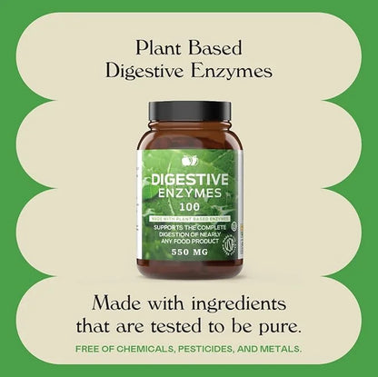 Digestive Enzymes Supplements, Natural Plant Based Superfood 100 Capsules 600mg Probiotics