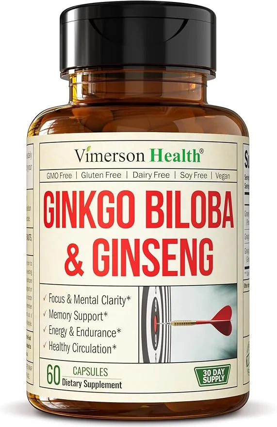 Ginseng + Ginkgo Biloba Supplements. Extra 800mg + 600mg + 120mg