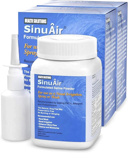 SinuAir 3-Piece Nasal Irrigation Bundle 2-Pack Powdered (200g) and