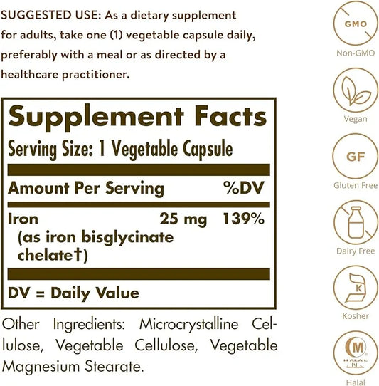 Solgar Gentle Iron, 240 Vegetable Capsules - Ideal for Sensitive Stomachs - Non-Constipating - Red Blood Cell Supplement -...