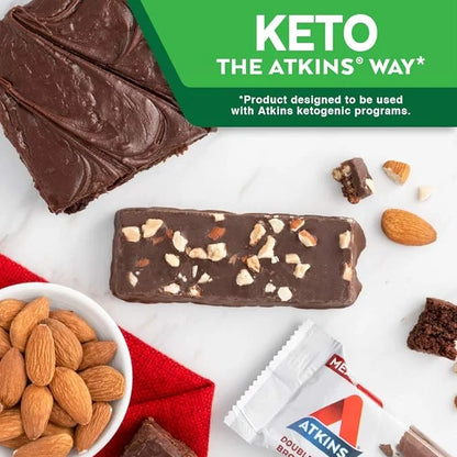 Atkins Double Fudge Brownie Protein Meal Bar, High Fiber, 15g Protein, 1g Sugar, 4g Net Carb, Meal Replacement, Keto Frien...