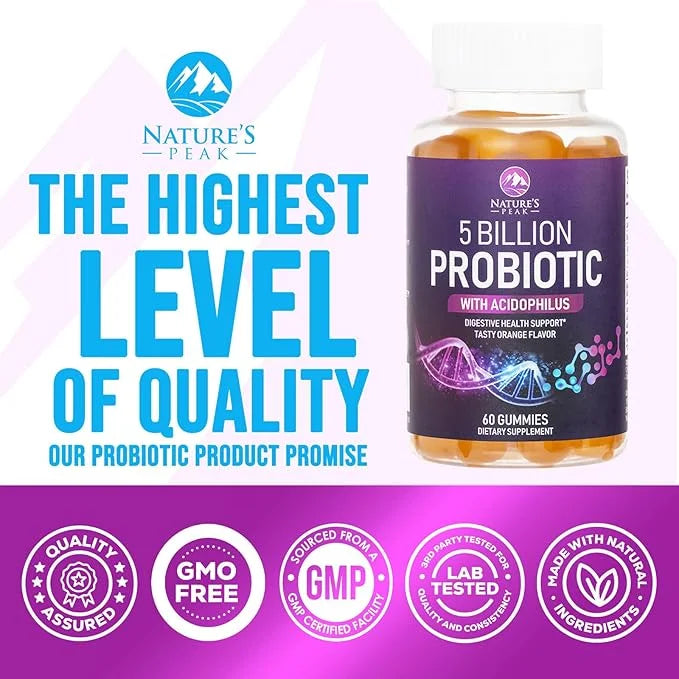Probiotic Gummies for Women, Men & Teens 5 Billion 6 Probiotic 60 Count