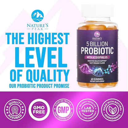 Probiotic Gummies for Women, Men & Teens 5 Billion 6 Probiotic 60 Count