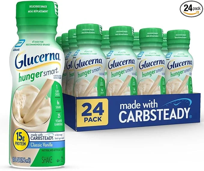 Glucerna Hunger Smart Shake, Diabetic Drink to Support Blood Sugar Management, 15g Protein, 180 Calories, Classic Vanilla,...