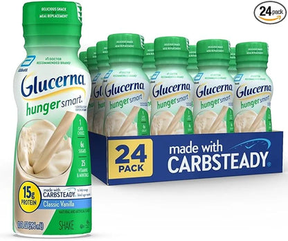 Glucerna Hunger Smart Shake, Diabetic Drink to Support Blood Sugar Management, 15g Protein, 180 Calories, Classic Vanilla,...
