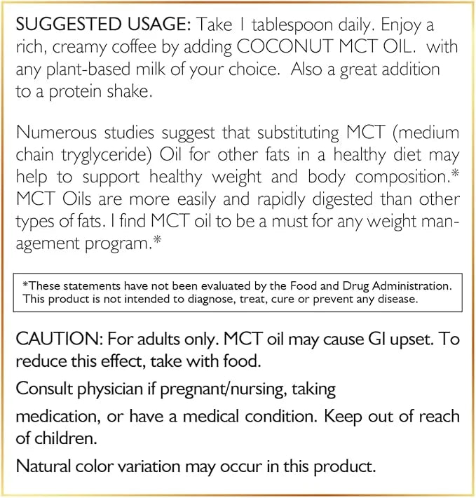 MCT Oil - Intermittent Fasting Support, Metabolism & Brain Power Boost, Natural Energy from Coconut, Free from Gluten, Dai...