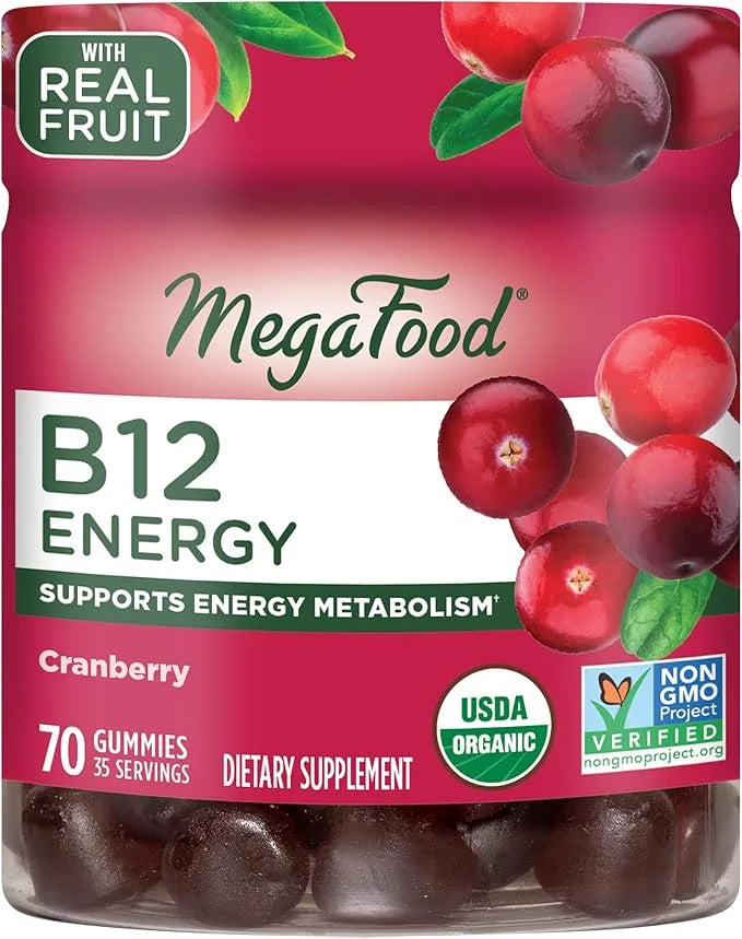 MegaFood Vitamin B12 Energy Gummies B12 Vitamins B12 Supplement 70 Gummies, 35 Servings