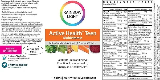 Rainbow Light Multivitamin for Teens, Vitamin 90 Tablets