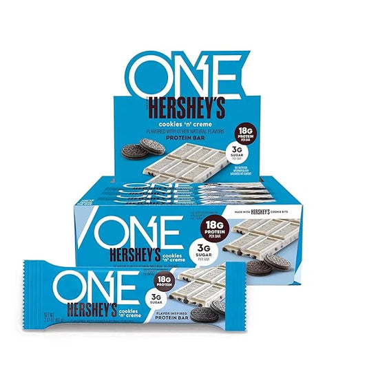 ONE Protein Bars, Hershey's Cookies 'n' Creme, Gluten Free with 18g Protein and 3g Sugar, Pantry Staples, 2.12 oz (12 Coun...