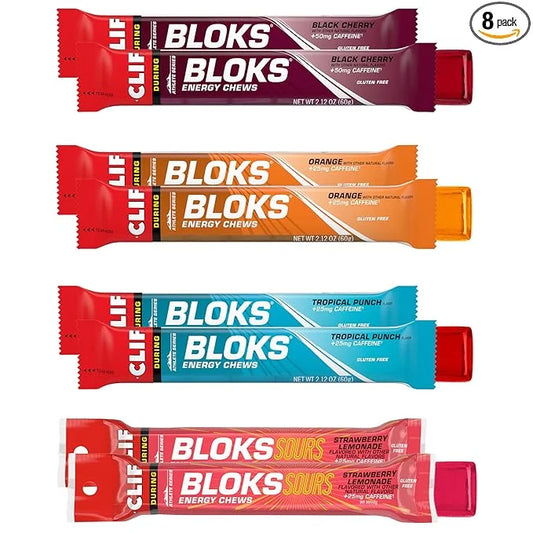 CLIF BLOKS - Energy Chews with Caffeine - Variety Pack - Non-GMO - Plant Based - Fast Fuel for Cycling and Running - Quick...