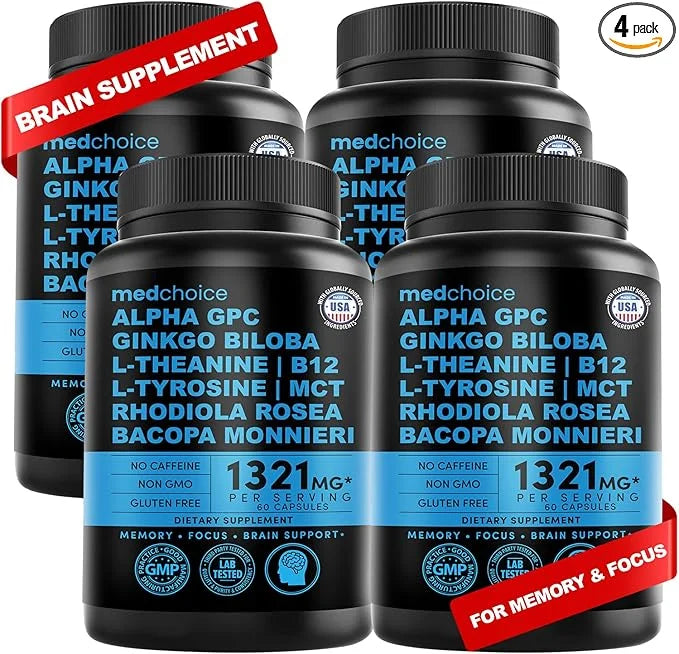 11-in-1 Nootropic Brain Supplements for Memory, Focus and Brain Support with Ginkgo Biloba, L Theanine, Bioperine, Alpha G...