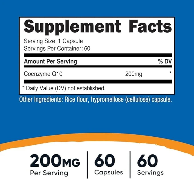 Nutricost CoQ10 200mg, 60 Vegetarian Capsules, 60 Servings Q10