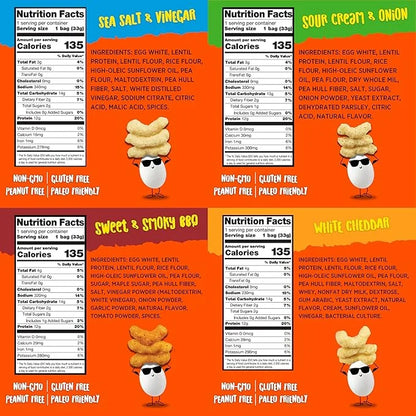 Todd's Better Snacks Egg-Cellent Protein Puffs, Variety Pack, 1.2 Oz (Pack of 10), Made with Egg Whites, 12g Protein, Glut...