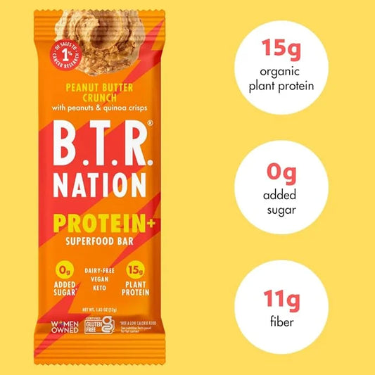 Vegan Keto Plant Based Protein & Fiber Bars by B.T.R. - Low Carb & GF | 12 Bars | Free of Sugar Alcohols, Dairy, Soy and B...