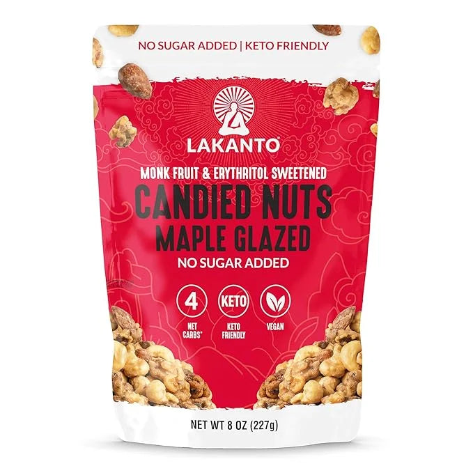 Lakanto Candied Nuts Maple Glazed - No Sugar Added, Sweetened with Monk Fruit, 3 Net Carbs, Keto Diet Friendly, Vegan, On ...