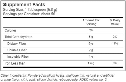 Konsyl Daily Fiber Orange Sugar-Free 100% Natural Psyllium Husk Powder - Product Image