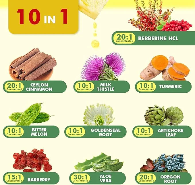 Berberine Supplement with Ceylon Cinnamon - Berberine Liquid Drops with Turmeric Curcumin, Ceylon Cinnamon, Bitter Melon, ...