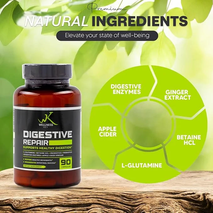 Digestive Repair 5-in-1 plus 7 Digestive 6 Strains 3 Billion 30 Days 90 Capsules 3/day