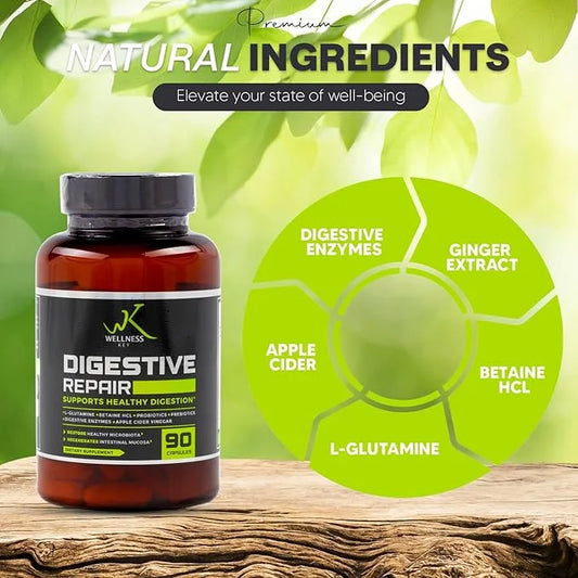 Digestive Repair 5-in-1 plus 7 Digestive 6 Strains 3 Billion 30 Days 90 Capsules 3/day