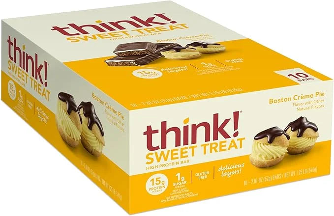 think! Protein Bars, High Protein Snacks, Gluten Free, Kosher Friendly, Sweet Treat, Boston Creme Pie, 10 Count - Product ...