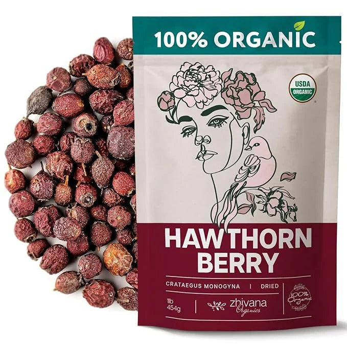 Organic Hawthorn Berry Tea (16 oz.) - Hawthorn Tea, Hawthorne Berries - High Blood Pressure, Heart Health Support, Relaxat...