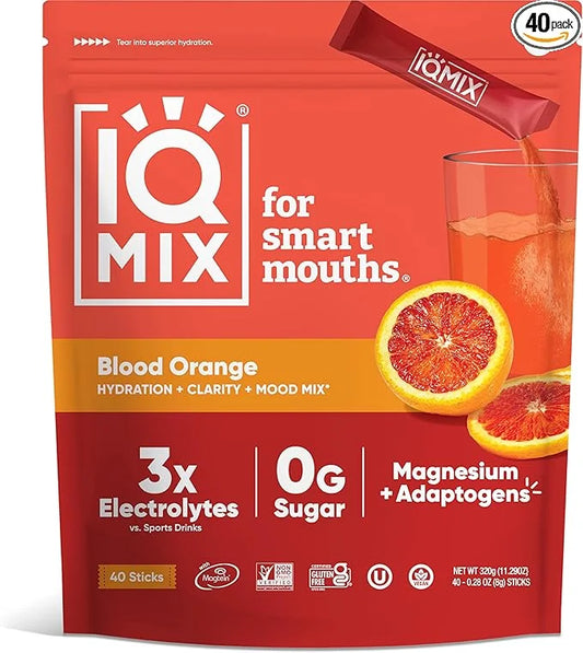 IQMIX Sugar Free Electrolytes Powder Packets - Hydration Supplement Drink Mix with Keto Electrolytes, Lions Mane, Magnesiu...