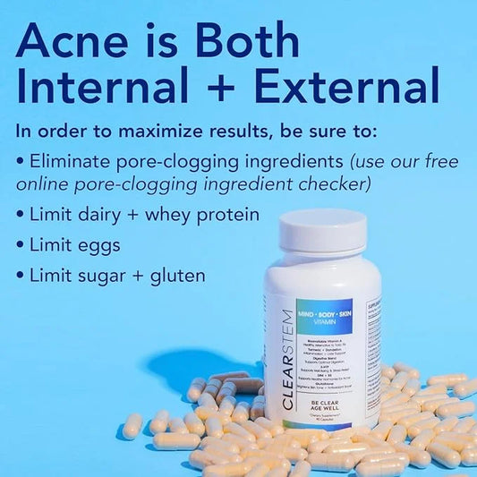 CLEARSTEM - MINDBODYSKIN Hormonal Acne Supplement (5-HTP) - Natural DIM Supplement - Skin Care Vitamins - Hormone Balance,...