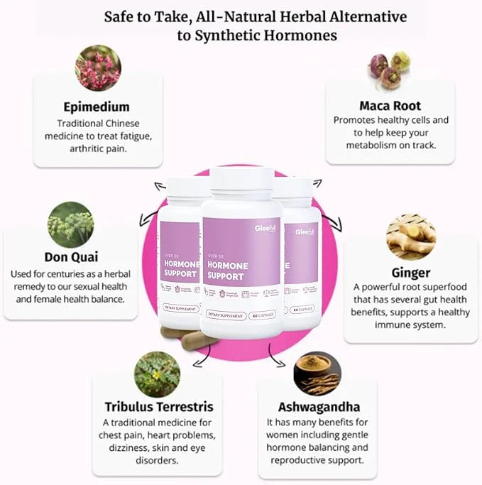 GleeFull Over 30 Hormone Support - Menopause Supplements for Women - Hormone Balance for Women - Hot Flash Relief - Menopa...