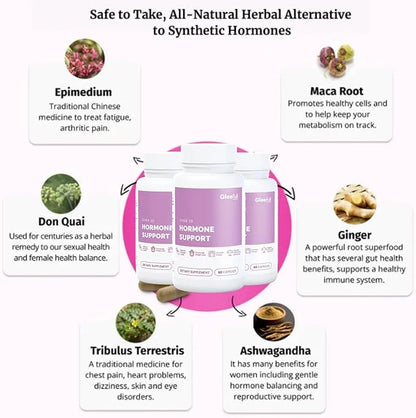 GleeFull Over 30 Hormone Support - Menopause Supplements for Women - Hormone Balance for Women - Hot Flash Relief - Menopa...