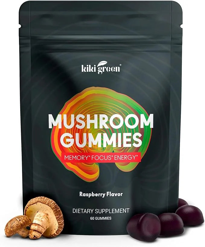 Mushroom Gummies with Lion's Mane & 9 Adaptogen 60 Gummies, 10:1 Extract