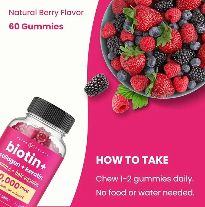 Hair Skin & Nails Gummies 5000mcg Biotin 120 Count (2 Pack)